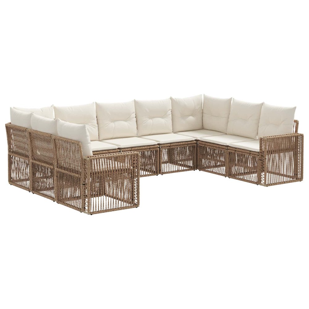 vidaXL Trädgårdsoffset 9 pcs Beige och krämvit konstrotting