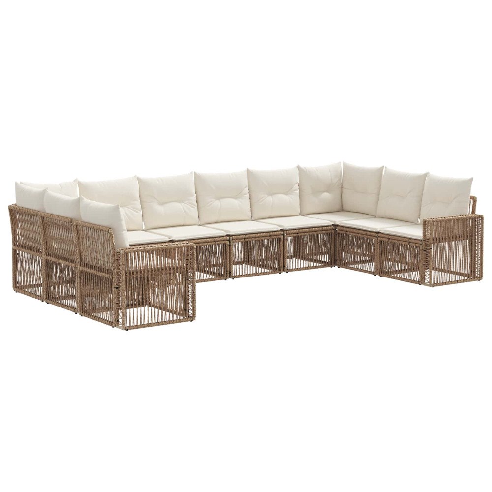 vidaXL Trädgårdsoffset 10 pcs Beige och krämvit konstrotting