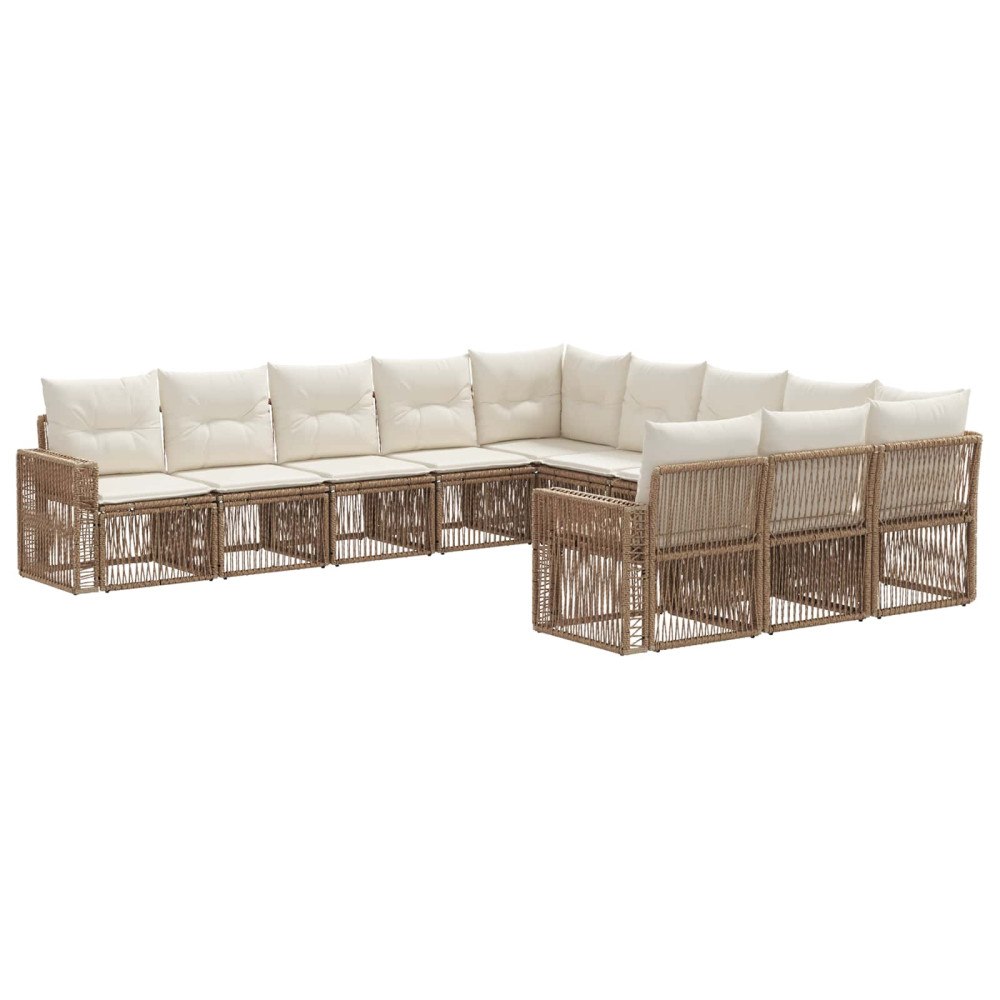vidaXL Trädgårdsoffset 11 pcs Beige och krämvit konstrotting