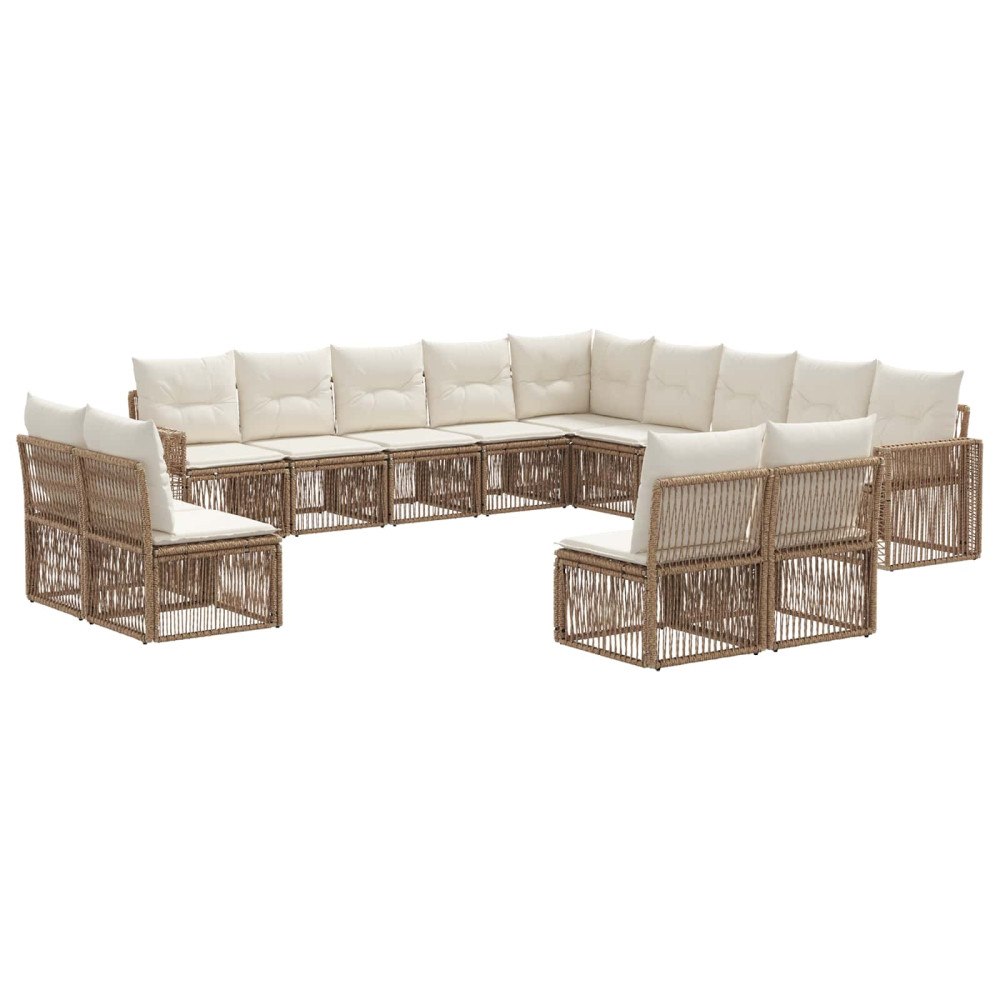 vidaXL Trädgårdsoffset 13 pcs Beige och krämvit konstrotting