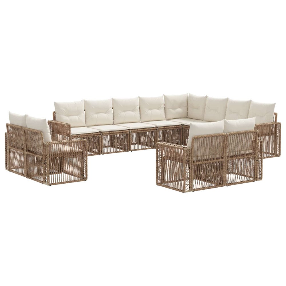 vidaXL Trädgårdsoffset 12 pcs Beige och krämvit konstrotting