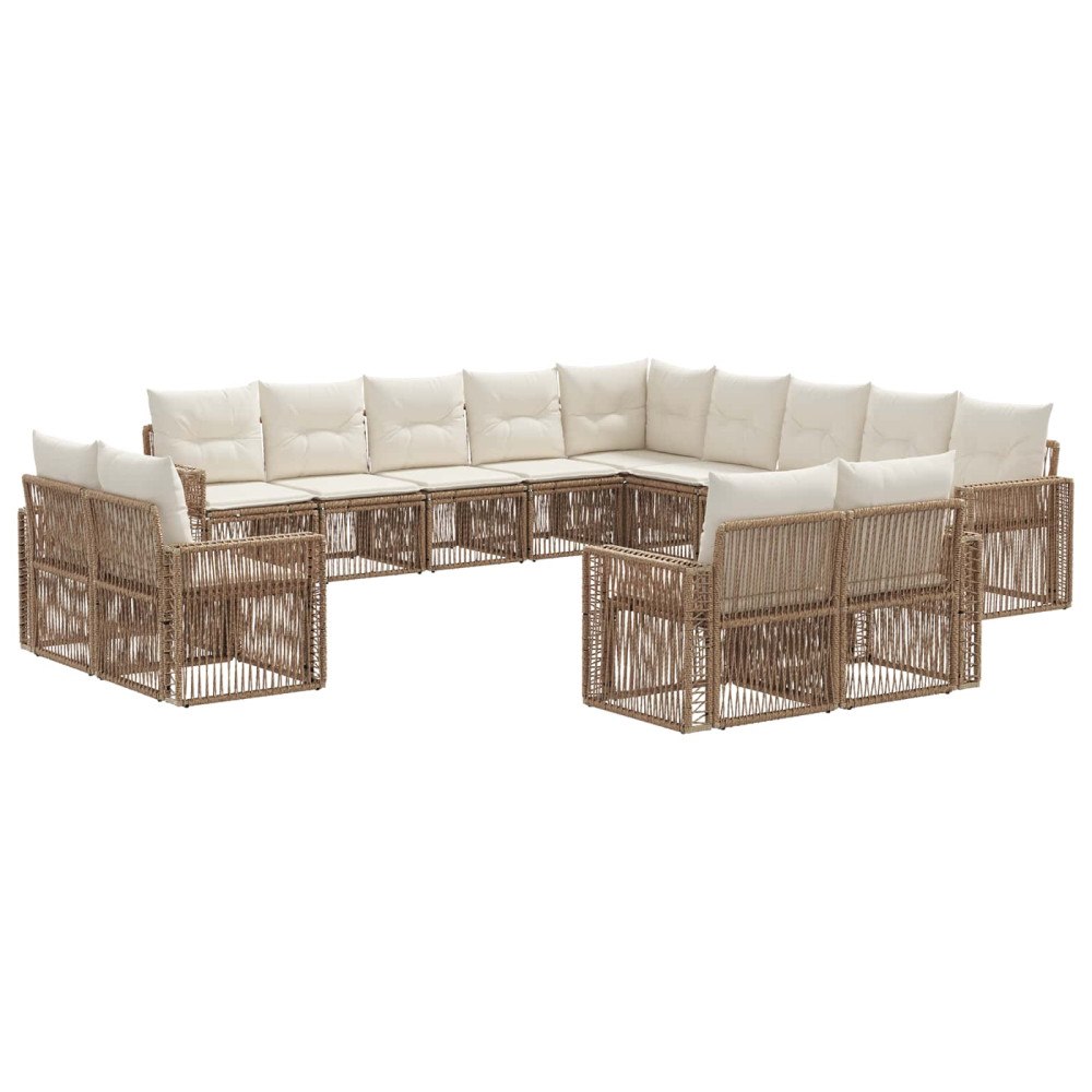 vidaXL Trädgårdsoffset 13 pcs Beige och krämvit konstrotting
