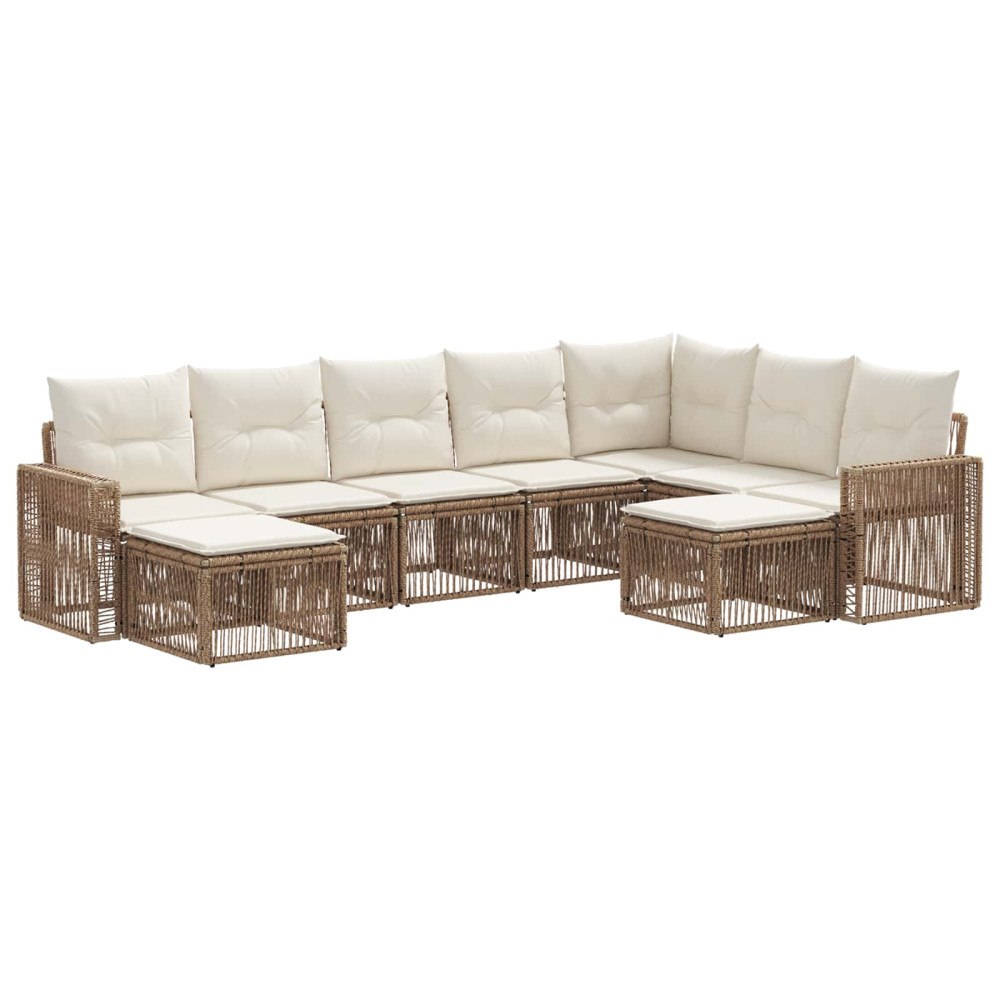 vidaXL Trädgårdsoffset 9 pcs Beige och krämvit konstrotting
