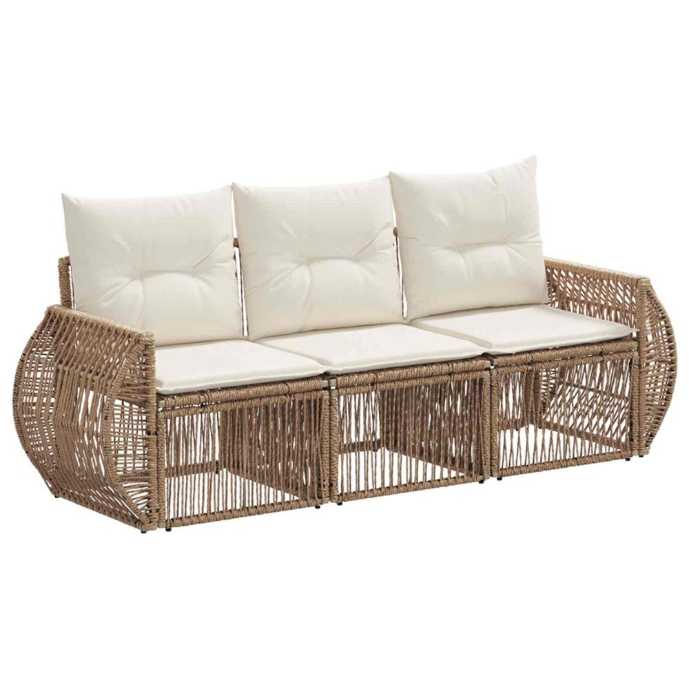 vidaXL Trädgårdsoffset 3 pcs Beige och krämvit konstrotting