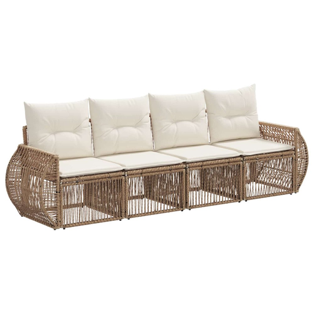 vidaXL Trädgårdsoffset 4 pcs Beige och krämvit konstrotting