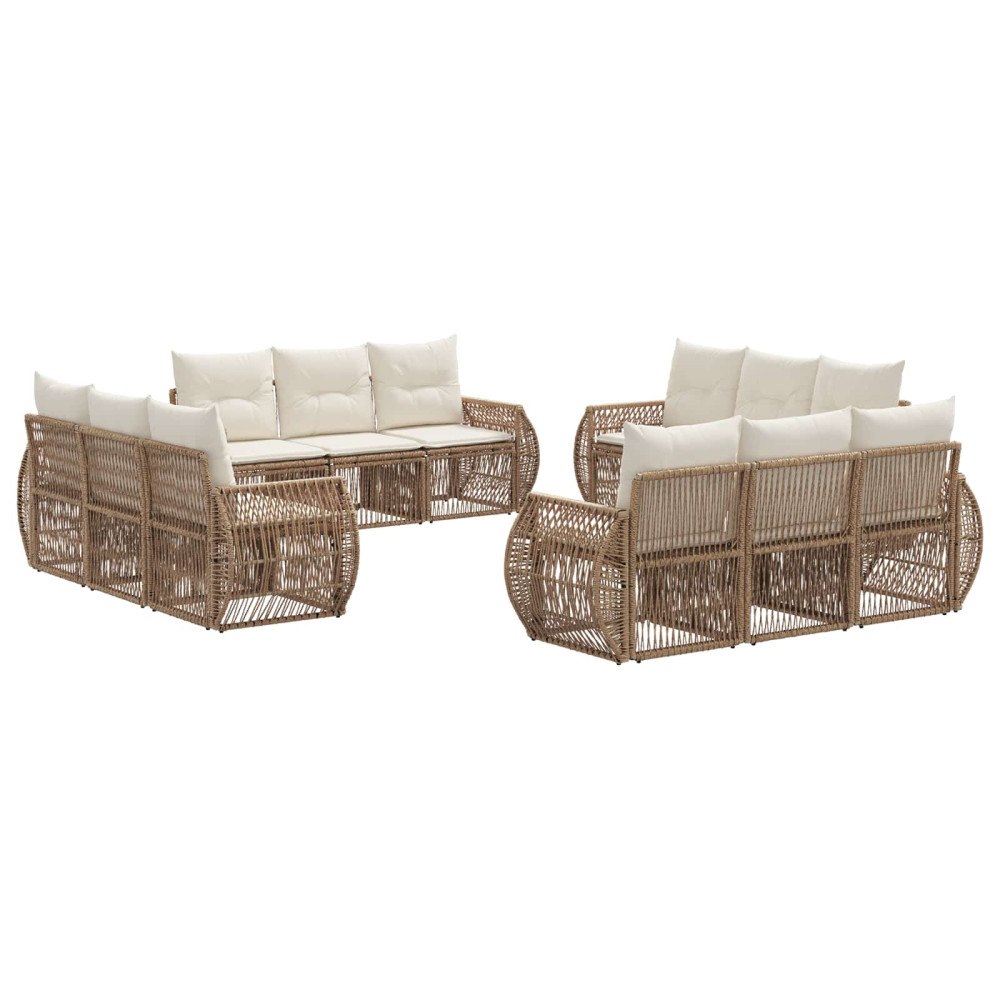 vidaXL Trädgårdsoffset 12 pcs Beige och krämvit konstrotting