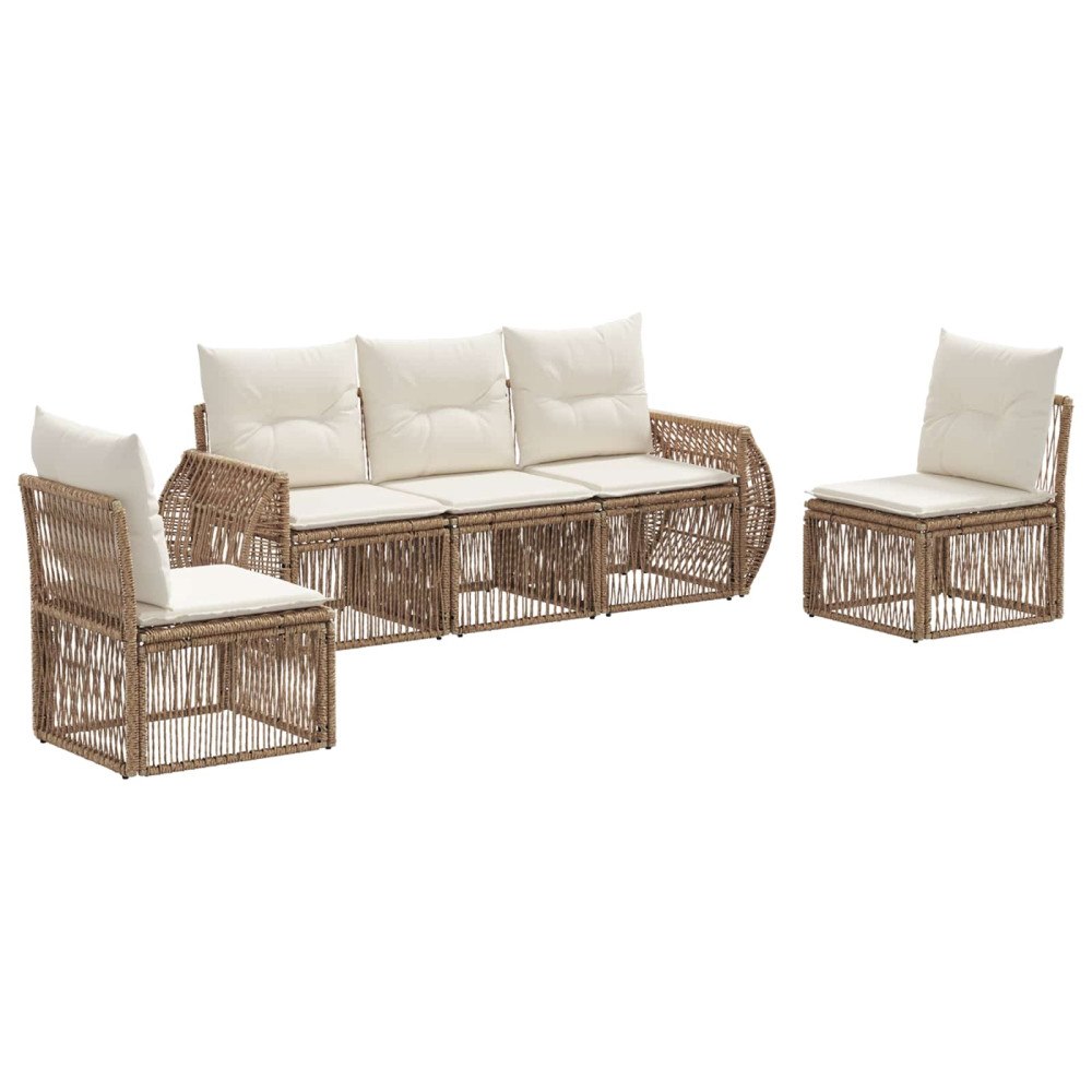 vidaXL Trädgårdsoffset 5 pcs Beige och krämvit konstrotting