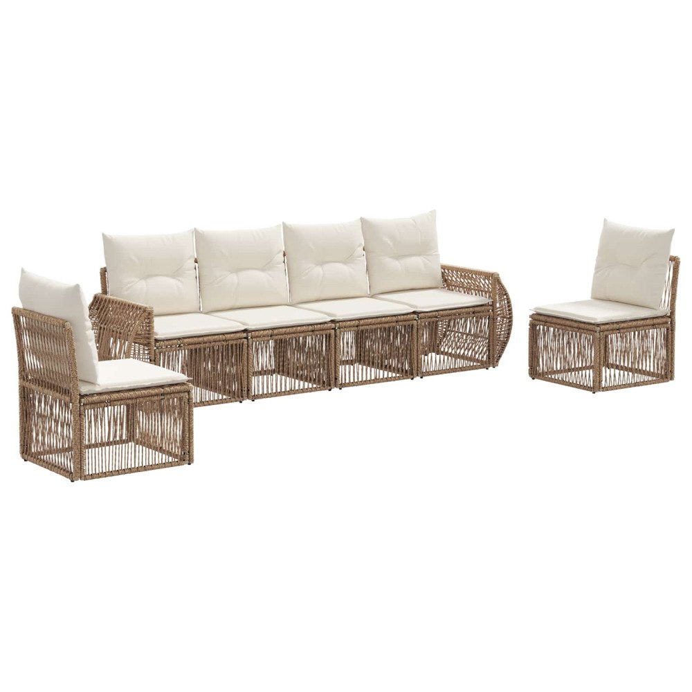 vidaXL Trädgårdsoffset 6 pcs Beige och krämvit konstrotting