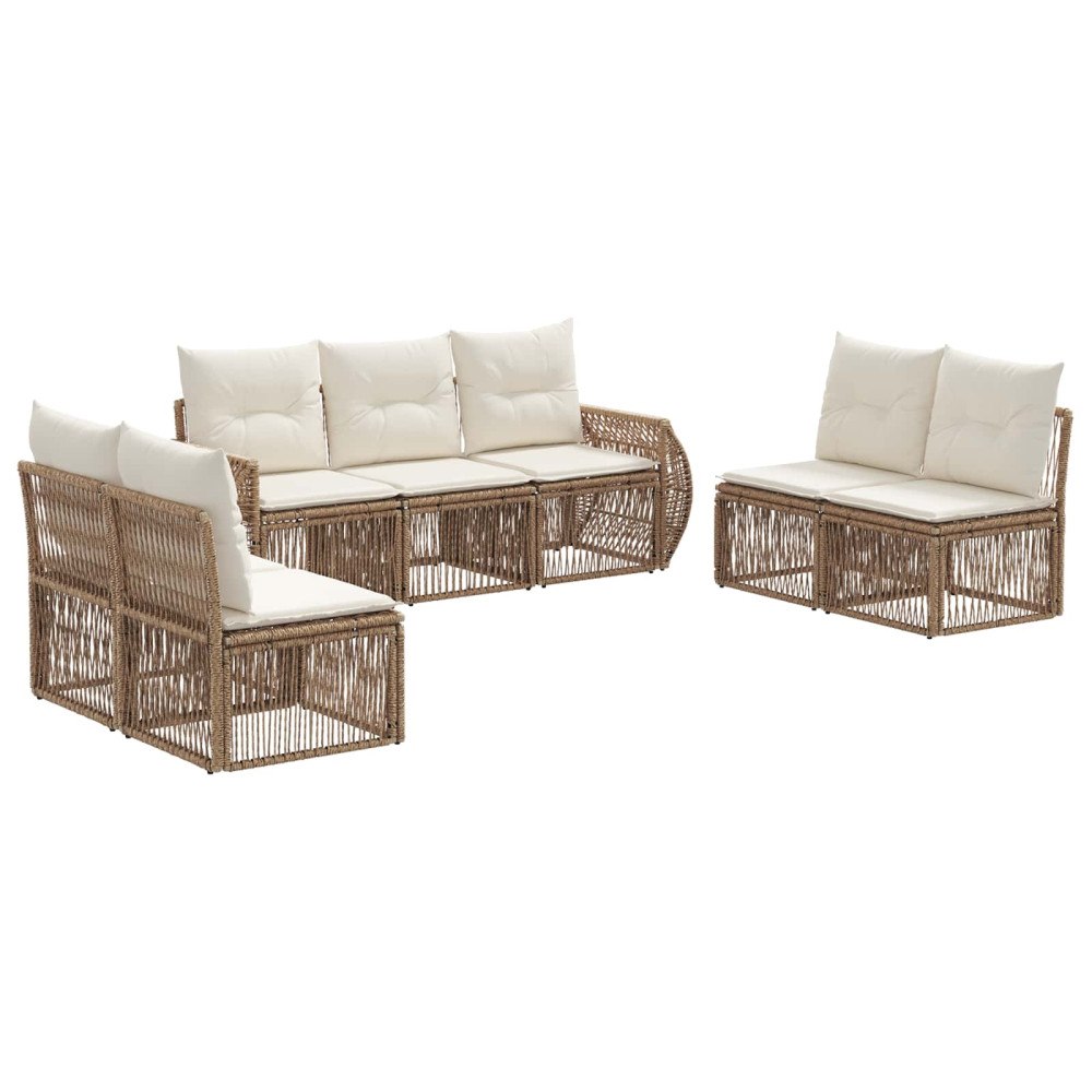 vidaXL Trädgårdsoffset 7 pcs Beige och krämvit konstrotting