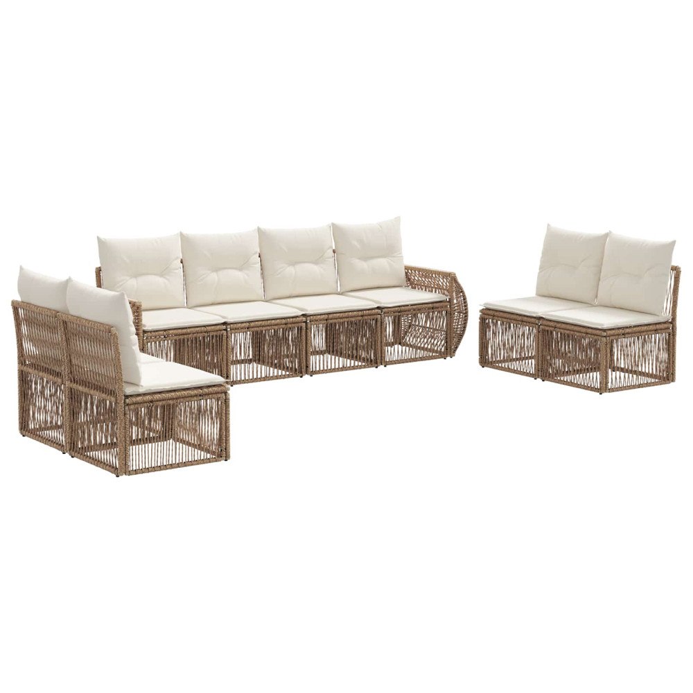 vidaXL Trädgårdsoffset 8 pcs Beige och krämvit konstrotting