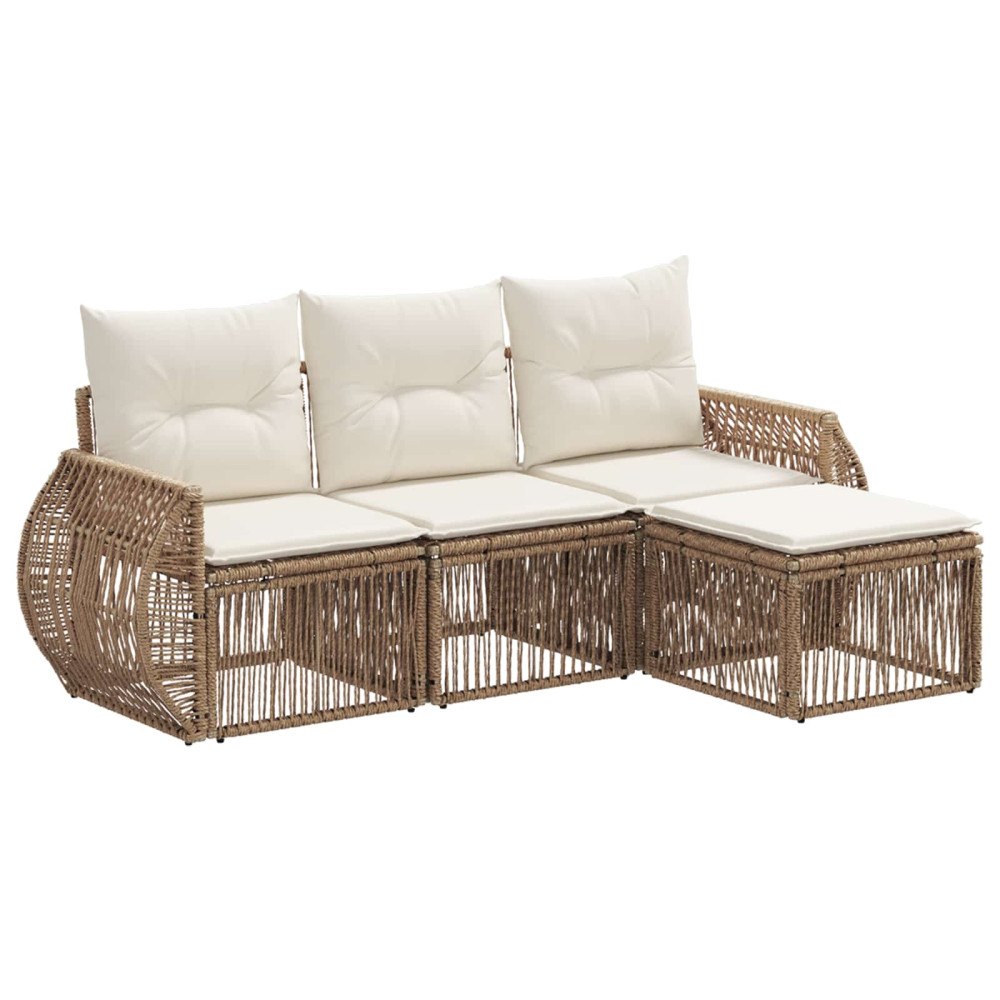 vidaXL Trädgårdsoffset 4 pcs Beige och krämvit konstrotting