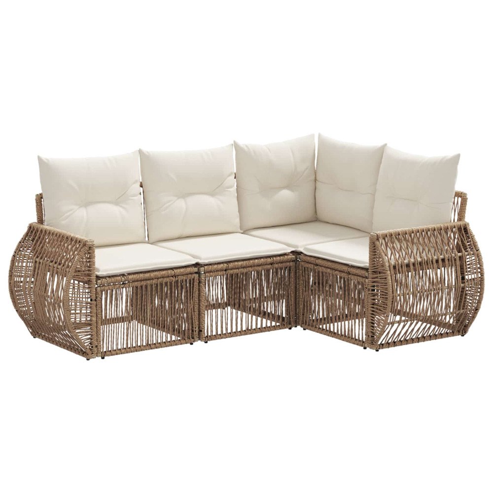 vidaXL Trädgårdsoffset 4 pcs Beige och krämvit konstrotting