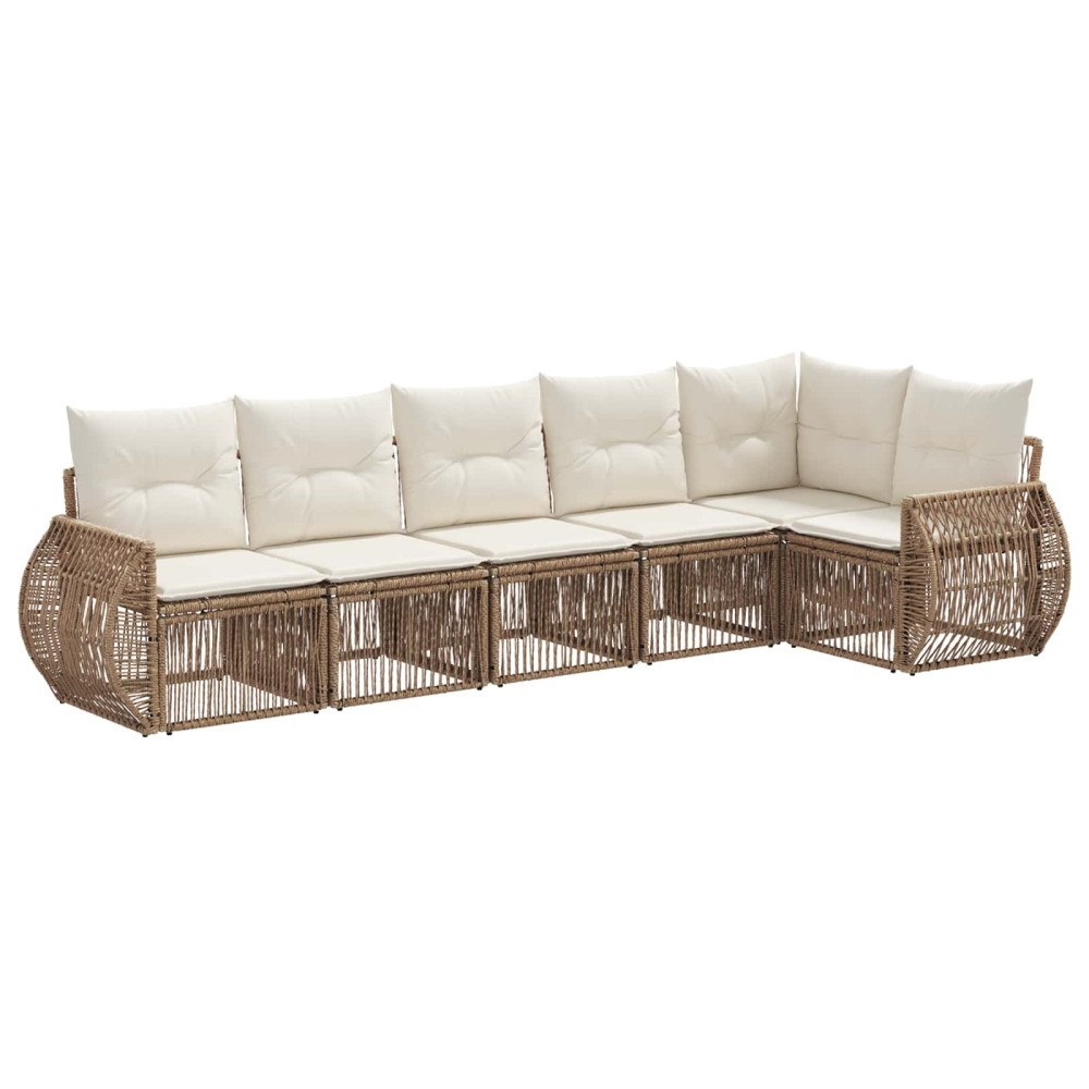 vidaXL Trädgårdsoffset 6 pcs Beige och krämvit konstrotting