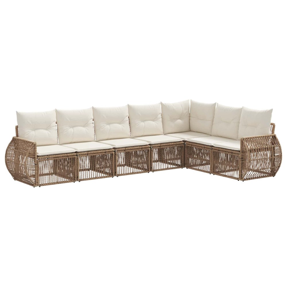 vidaXL Trädgårdsoffset 7 pcs Beige och krämvit konstrotting