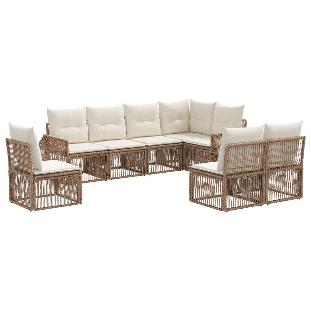 vidaXL Trädgårdsoffset 8 pcs Beige och krämvit konstrotting