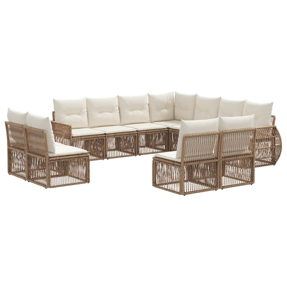 vidaXL Trädgårdsoffset 11 pcs Beige och krämvit konstrotting
