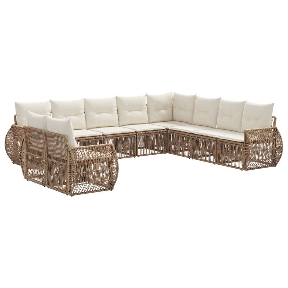 vidaXL Trädgårdsoffset 10 pcs Beige och krämvit konstrotting