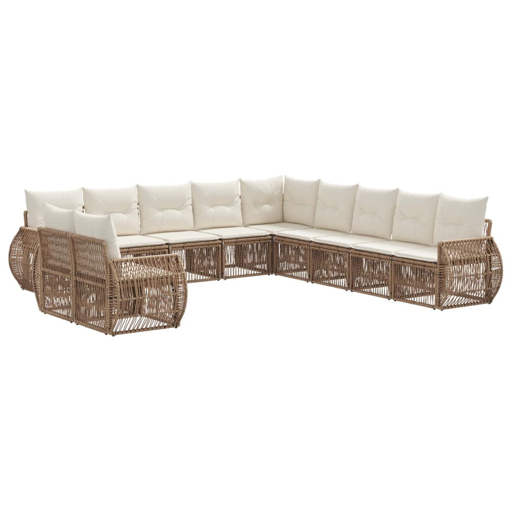 vidaXL Trädgårdsoffset 11 pcs Beige och krämvit konstrotting