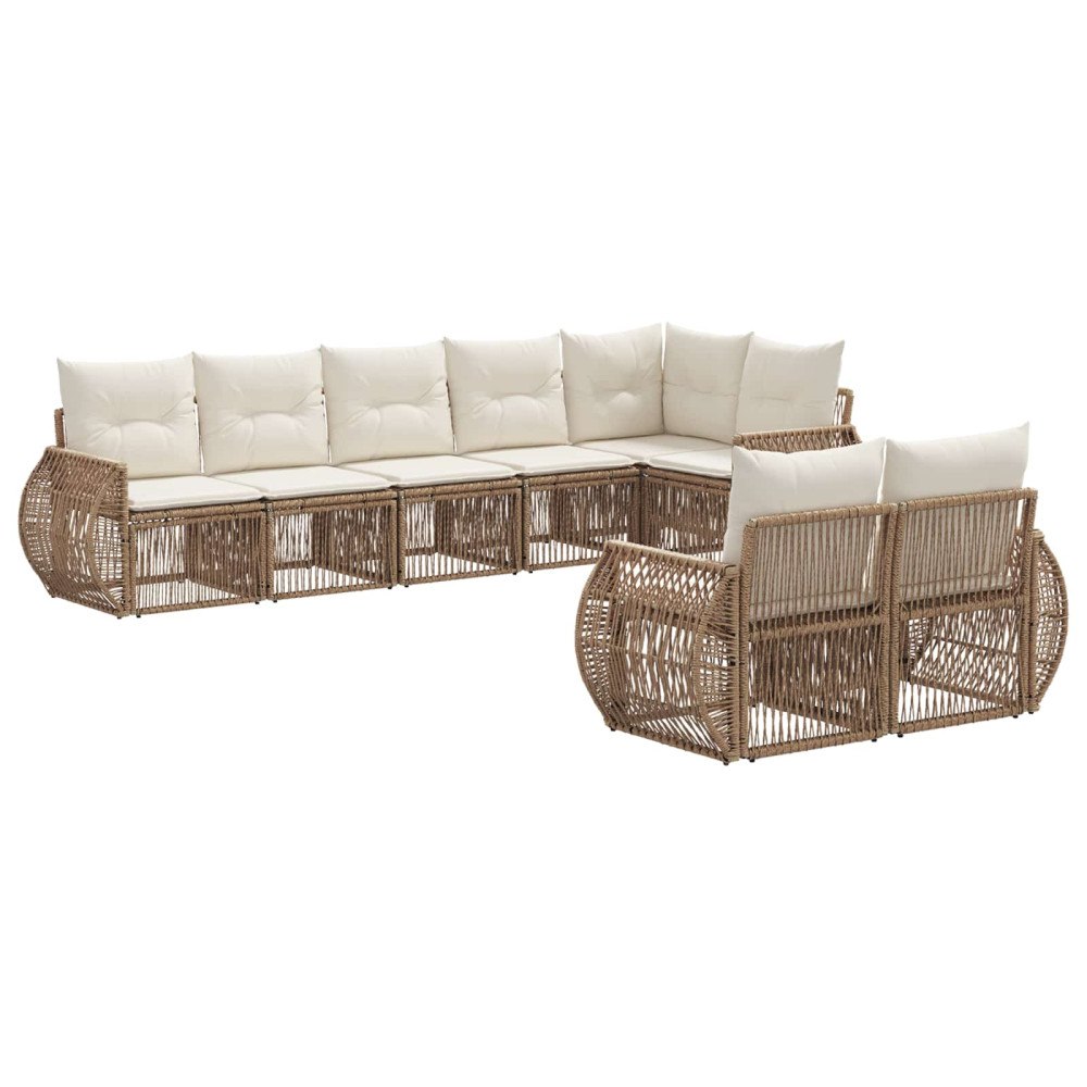 vidaXL Trädgårdsoffset 8 pcs Beige och krämvit konstrotting