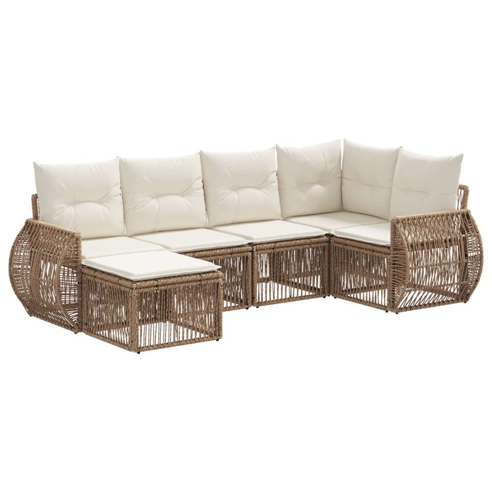 vidaXL Trädgårdsoffset 6 pcs Beige och krämvit konstrotting