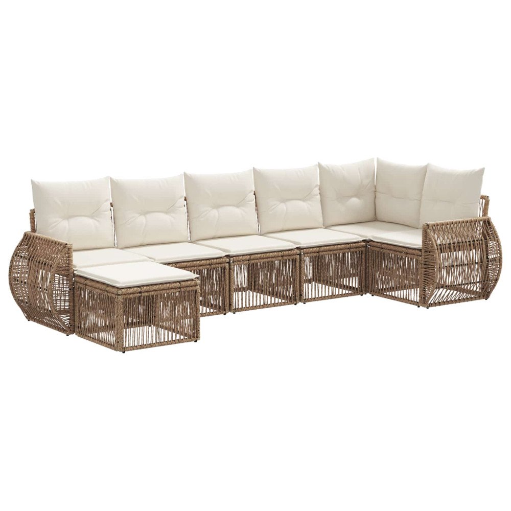 vidaXL Trädgårdsoffset 7 pcs Beige och krämvit konstrotting