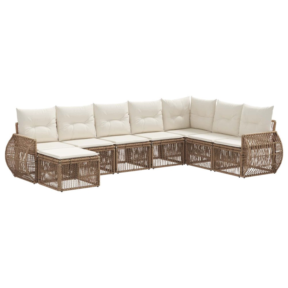 vidaXL Trädgårdsoffset 8 pcs Beige och krämvit konstrotting