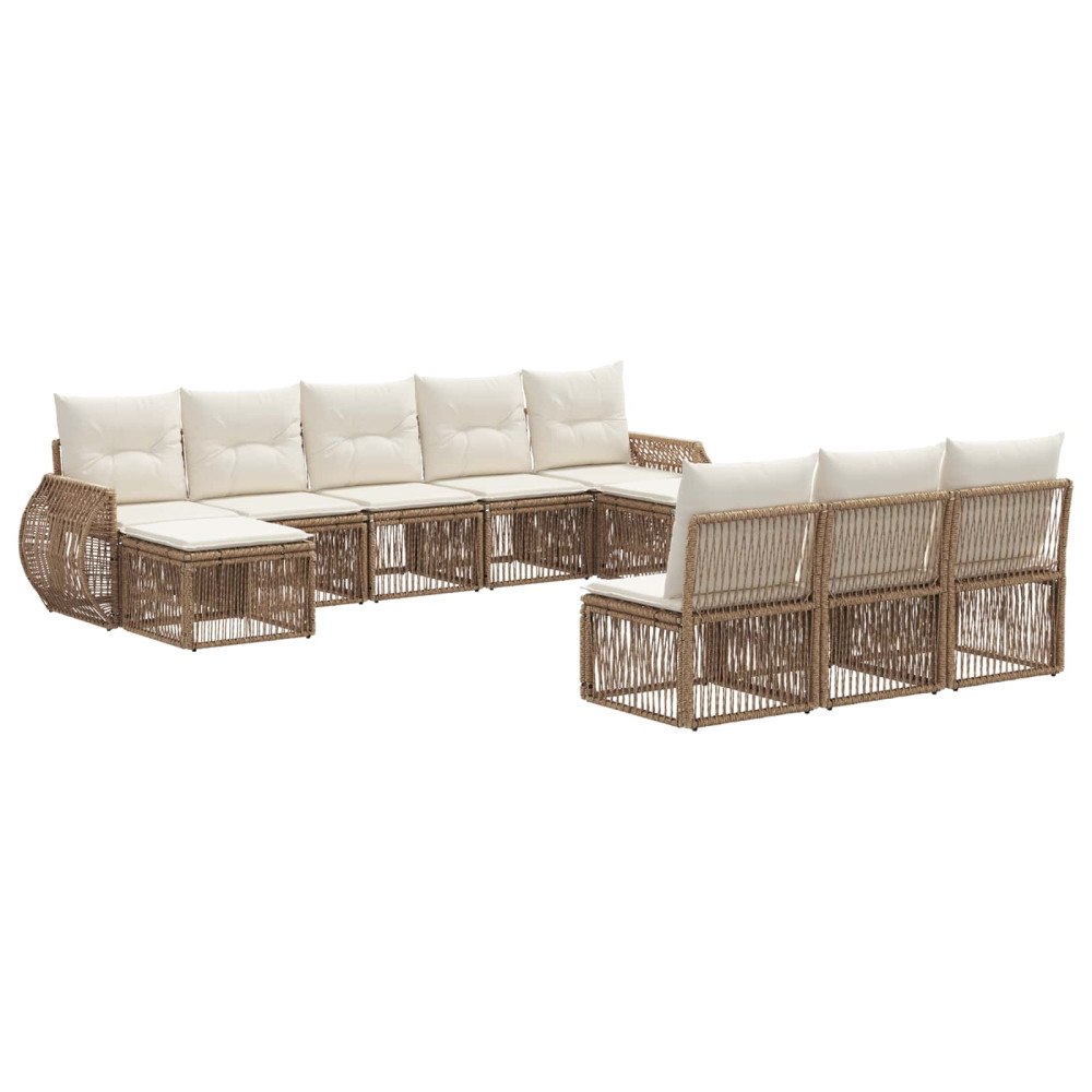 vidaXL Trädgårdsoffset 10 pcs Beige och krämvit konstrotting