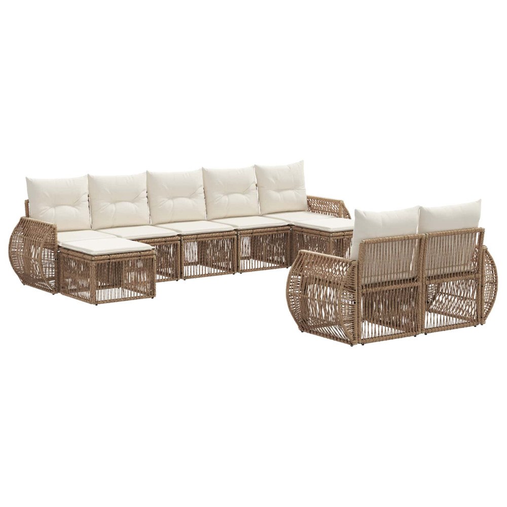 vidaXL Trädgårdsoffset 9 pcs Beige och krämvit konstrotting