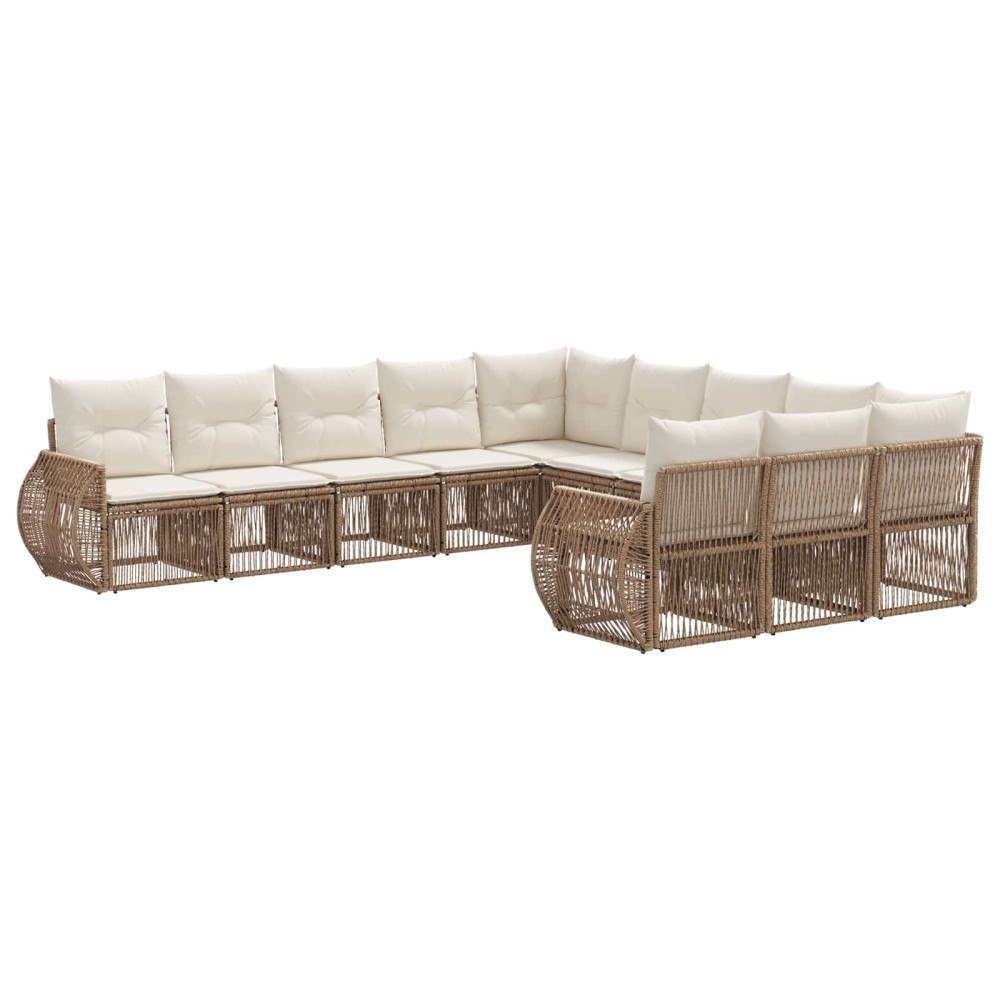 vidaXL Trädgårdsoffset 11 pcs Beige och krämvit konstrotting