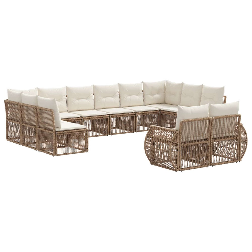 vidaXL Trädgårdsoffset 12 pcs Beige och krämvit konstrotting