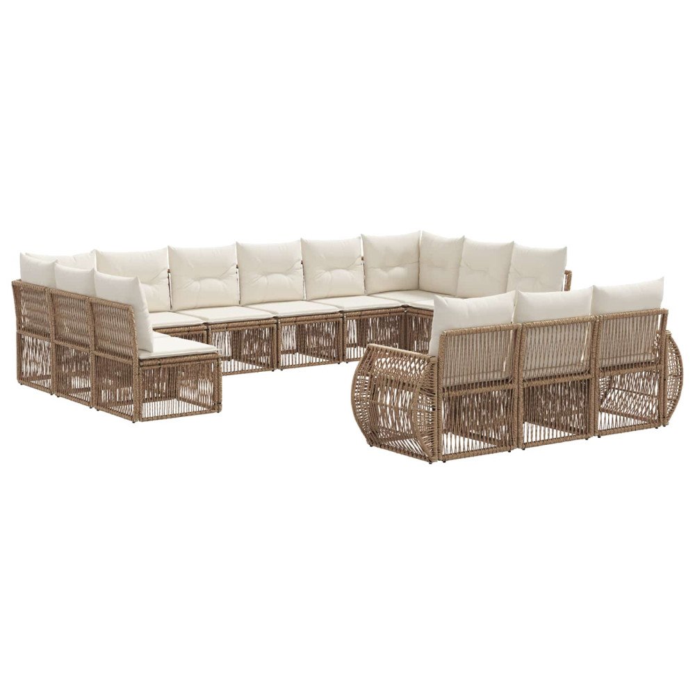 vidaXL Trädgårdsoffset 13 pcs Beige och krämvit konstrotting