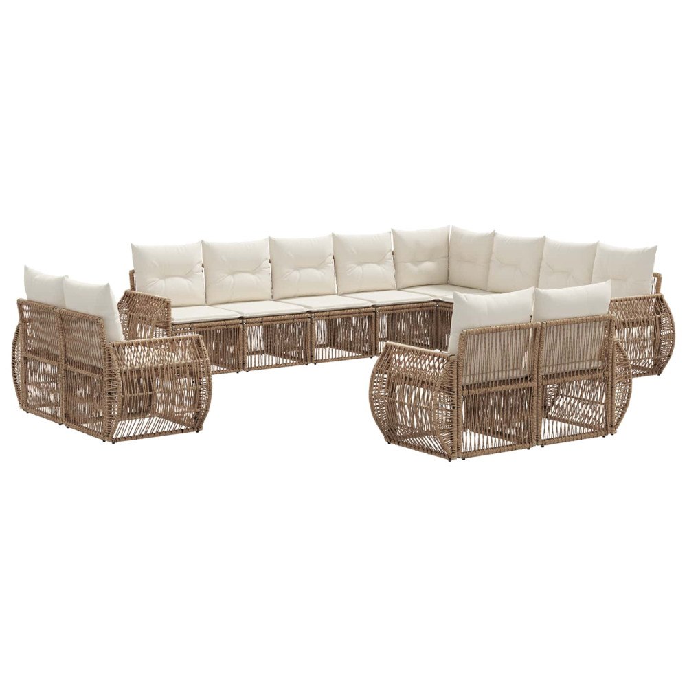 vidaXL Trädgårdsoffset 12 pcs Beige och krämvit konstrotting