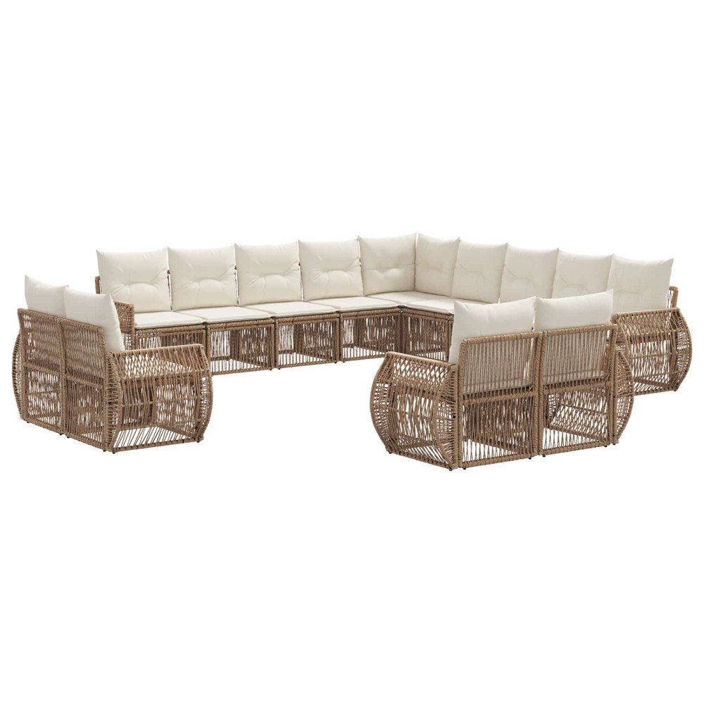 vidaXL Trädgårdsoffset 13 pcs Beige och krämvit konstrotting