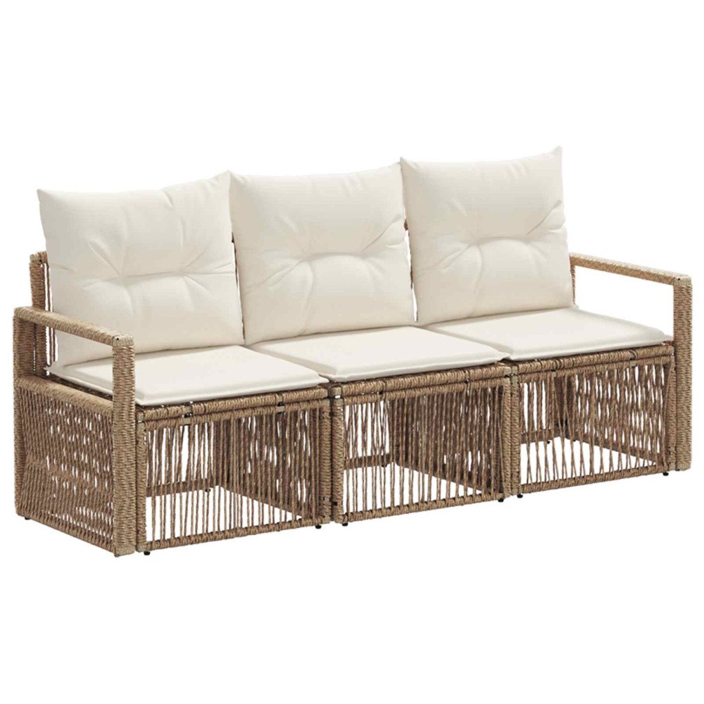 vidaXL Trädgårdsoffset 3 pcs Beige konstrotting