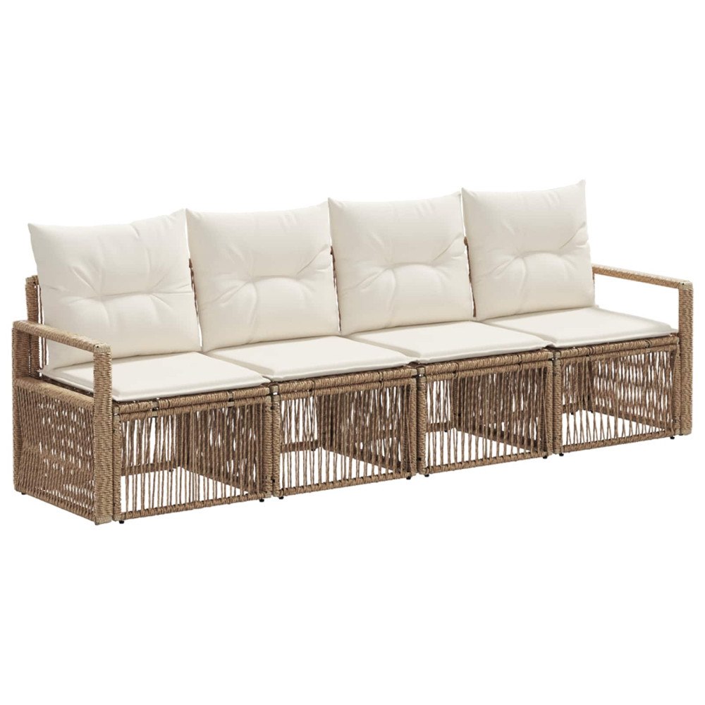 vidaXL Trädgårdsoffset 4 pcs Beige konstrotting