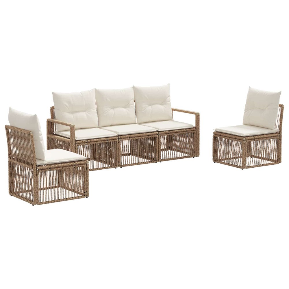 vidaXL Trädgårdsoffset 5 pcs Beige konstrotting
