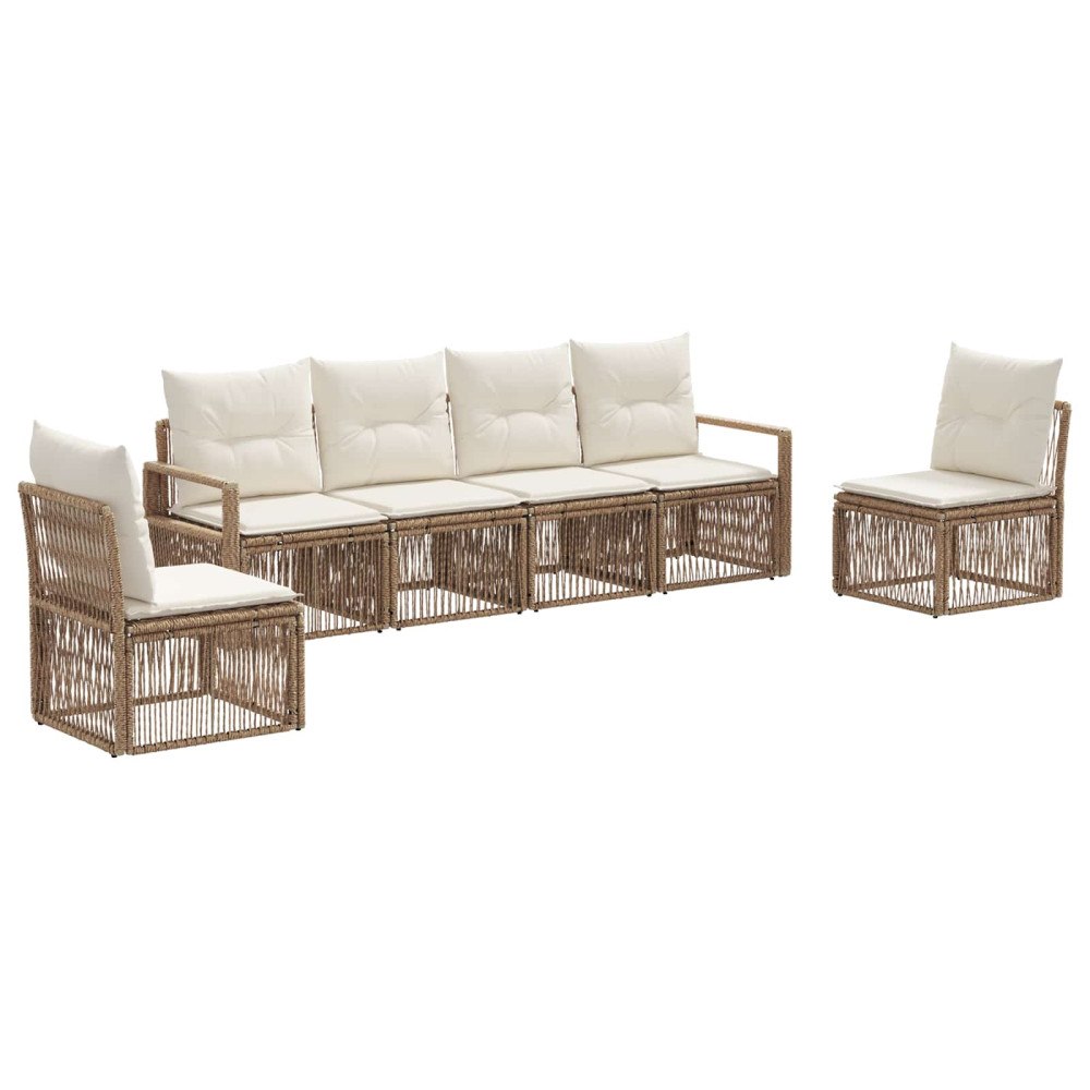 vidaXL Trädgårdsoffset 6 pcs Beige konstrotting