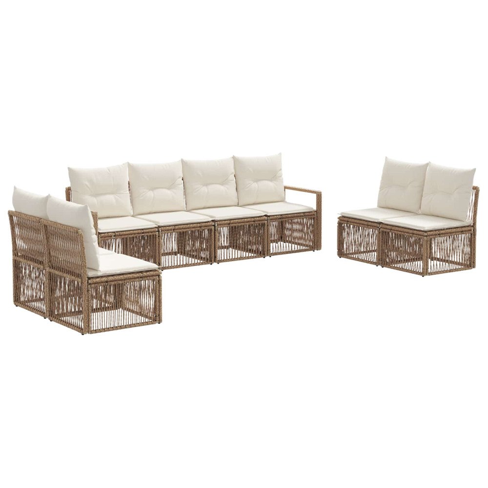 vidaXL Trädgårdsoffset 8 pcs Beige konstrotting