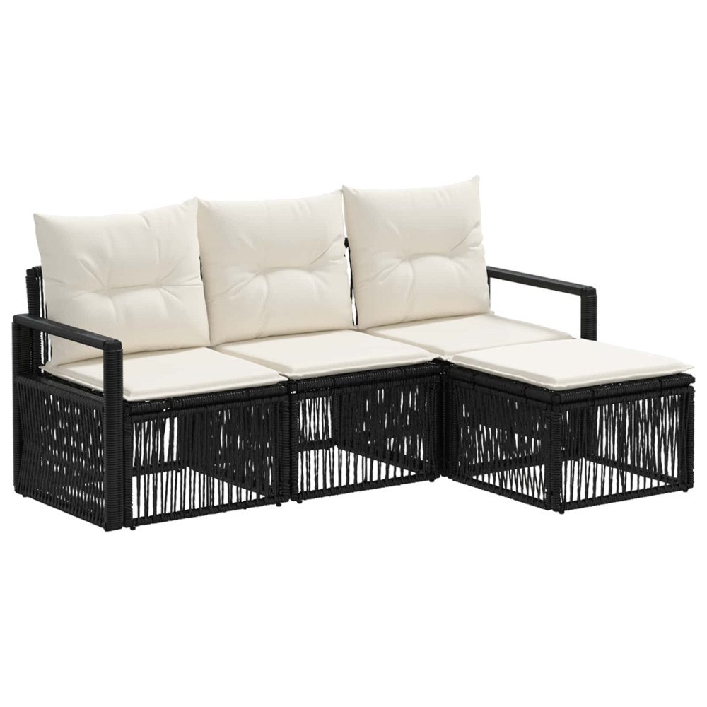 vidaXL Trädgårdsoffset 4 pcs Svart konstrotting