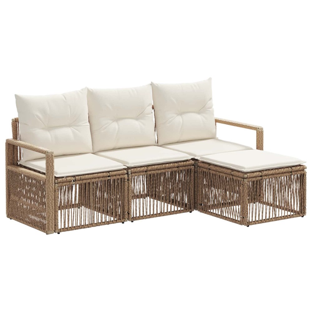 vidaXL Trädgårdsoffset 4 pcs Beige konstrotting
