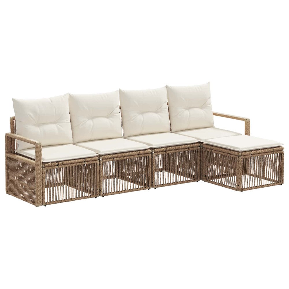 vidaXL Trädgårdsoffset 4 pcs Beige konstrotting
