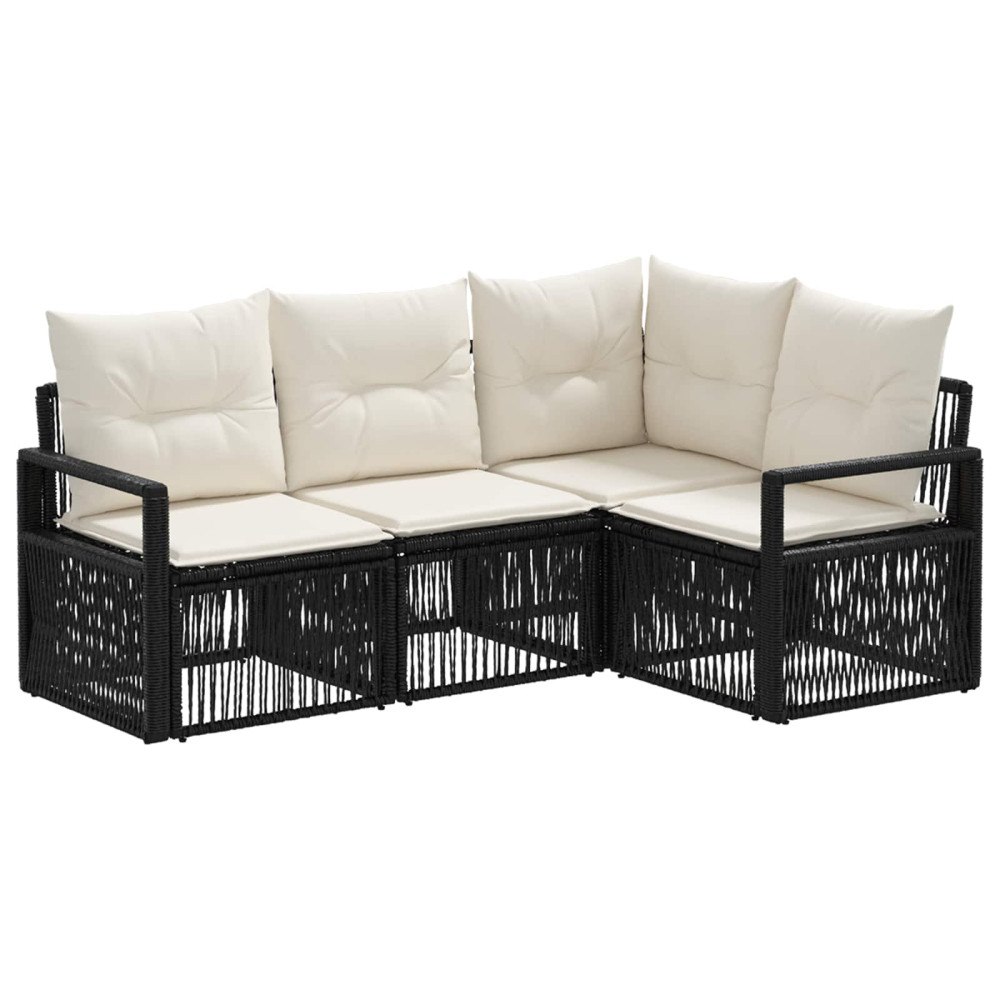 vidaXL Trädgårdsoffset 4 pcs Svart konstrotting