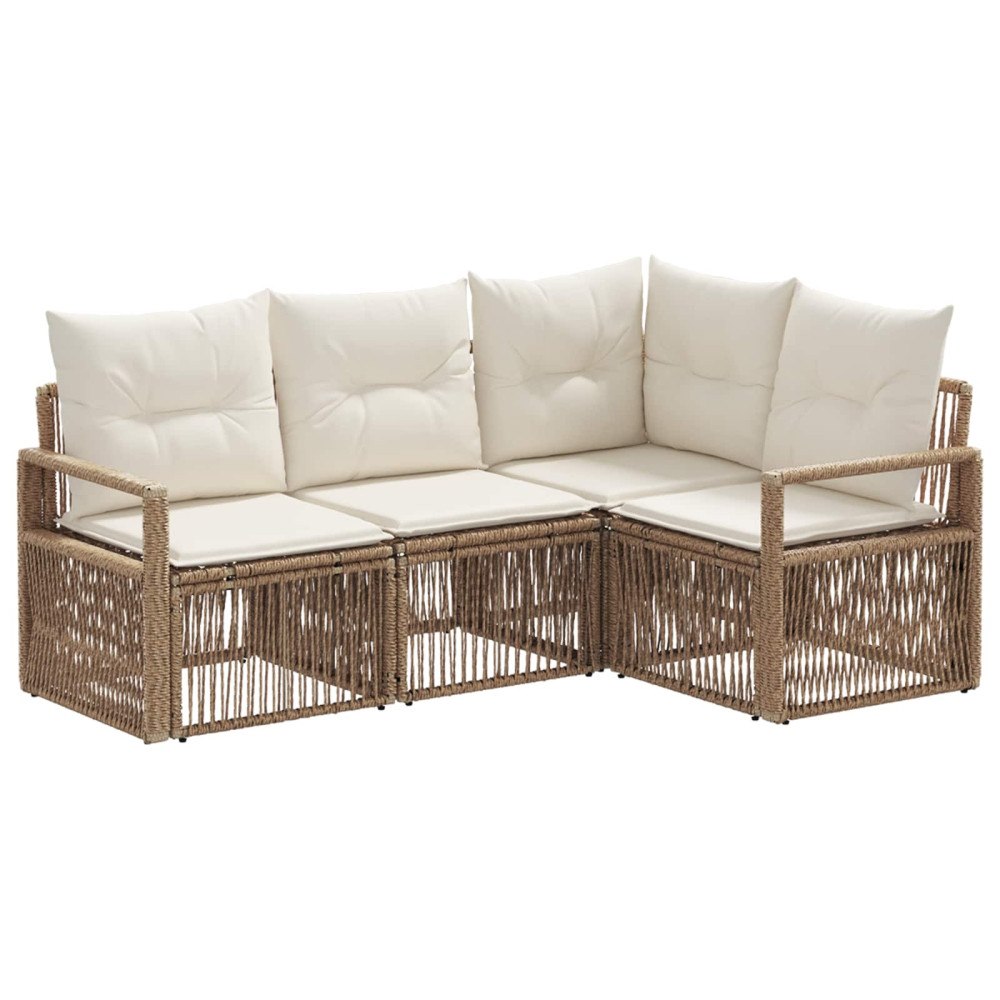 vidaXL Trädgårdsoffset 4 pcs Beige konstrotting