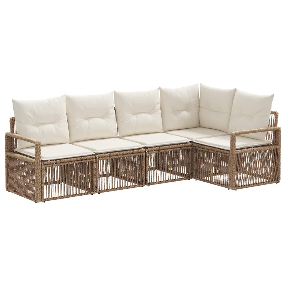 vidaXL Trädgårdsoffset 5 pcs Beige konstrotting