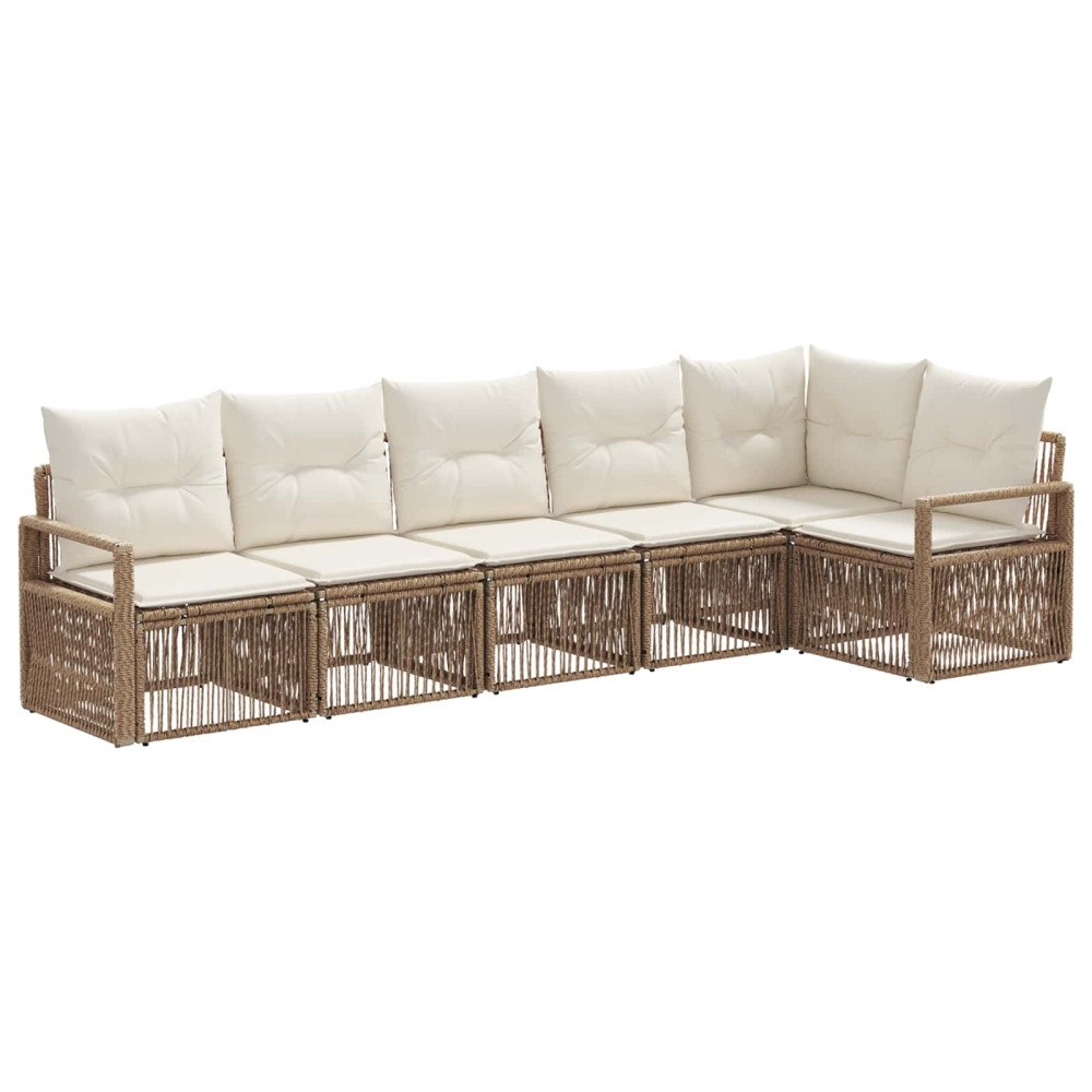 vidaXL Trädgårdsoffset 6 pcs Beige konstrotting