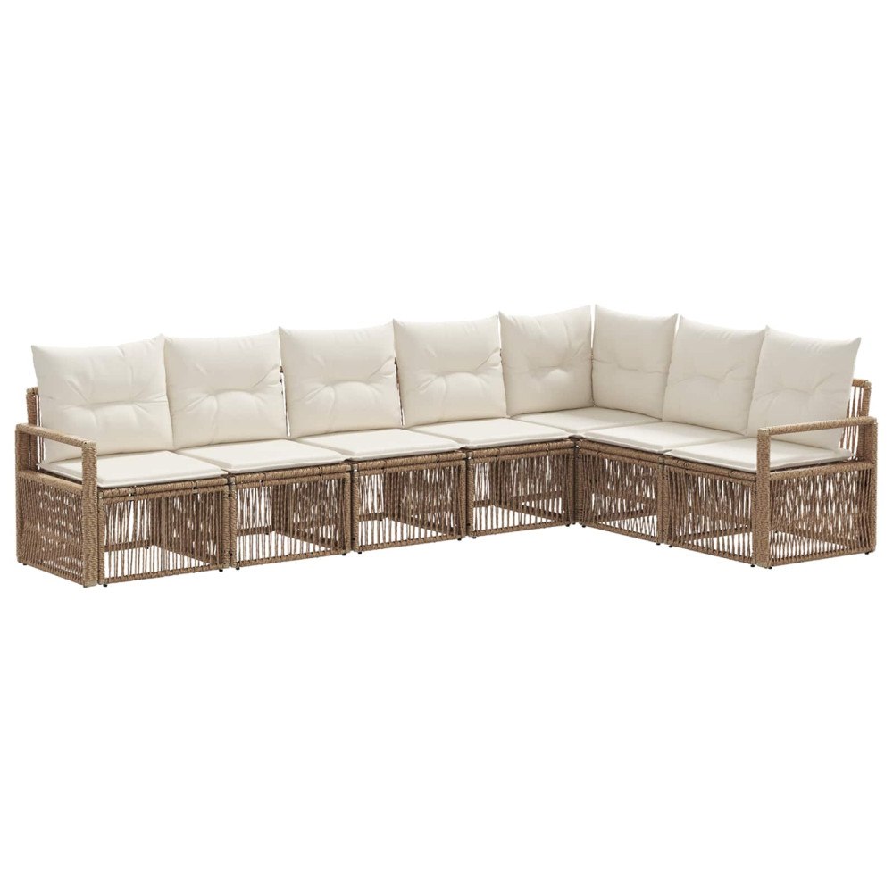 vidaXL Trädgårdsoffset 7 pcs Beige konstrotting