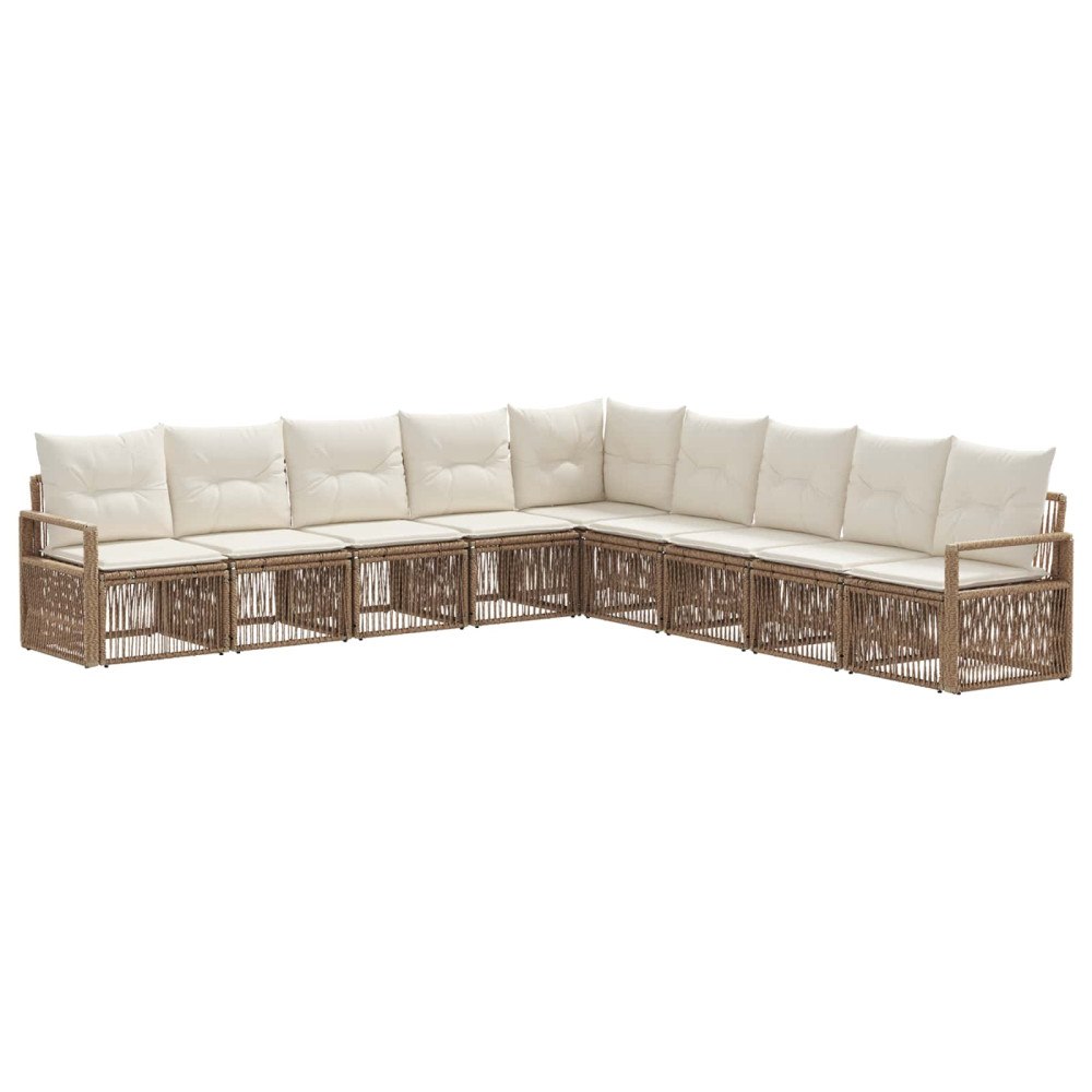 vidaXL Trädgårdsoffset 9 pcs Beige konstrotting