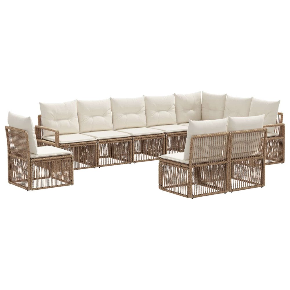vidaXL Trädgårdsoffset 10 pcs Beige konstrotting