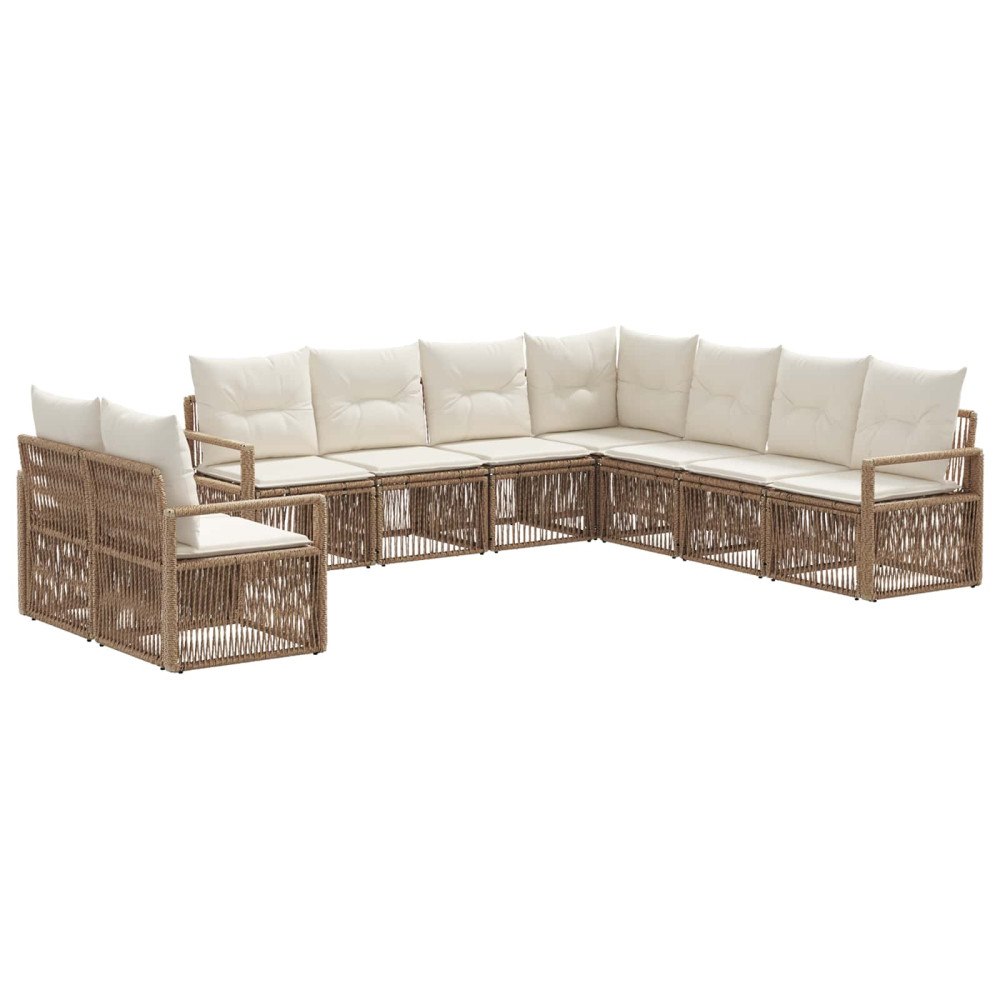 vidaXL Trädgårdsoffset 9 pcs Beige konstrotting