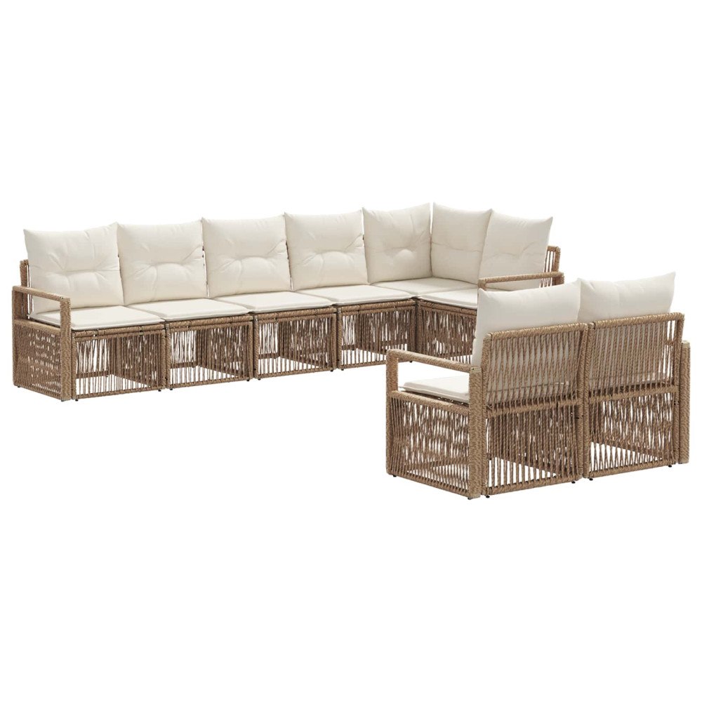 vidaXL Trädgårdsoffset 8 pcs Beige konstrotting